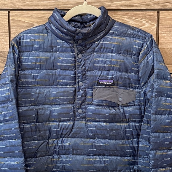 Patagonia Down Snap-T Pullover Size Medium Elwha Ikat Small: Smolder Blue - Picture 2 of 5